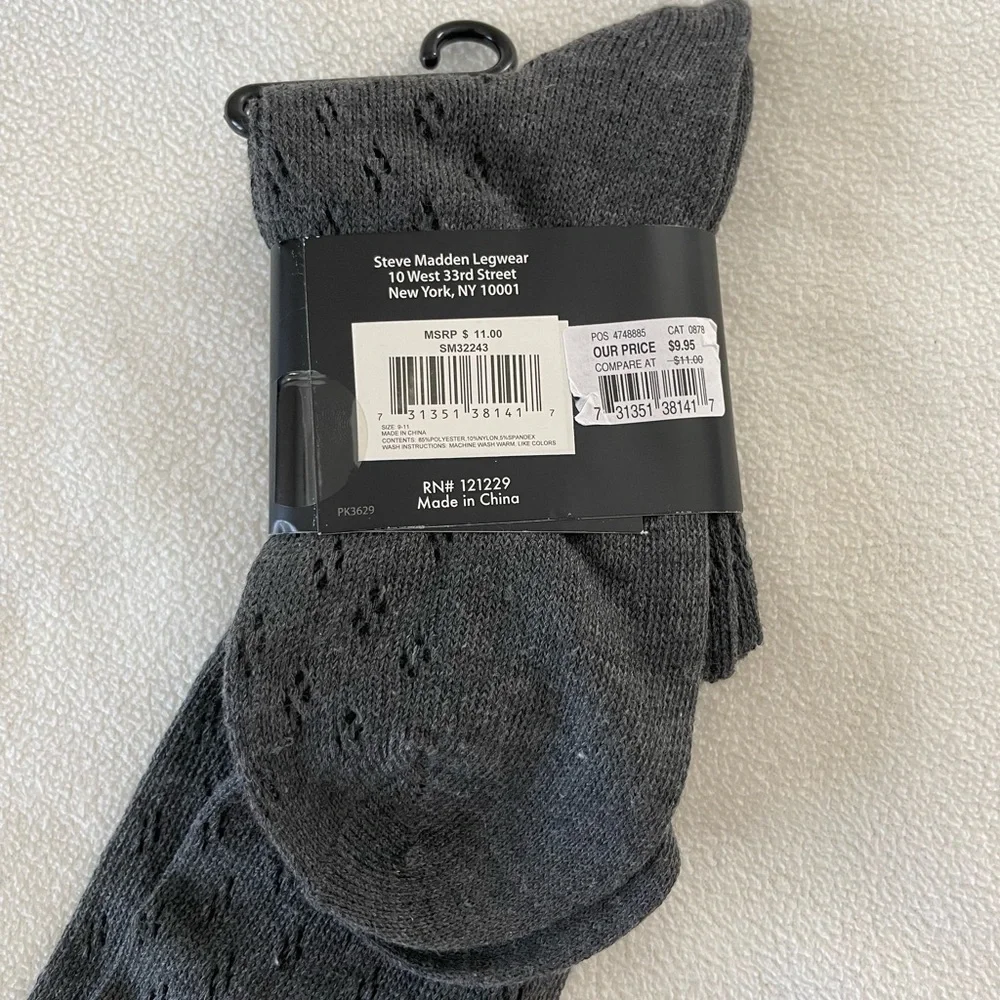 Steve Madden Gray Crew Socks Over the Knee with Button Accents